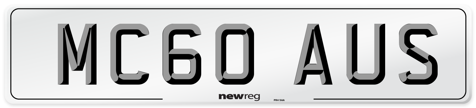 MC60 AUS Number Plate from New Reg